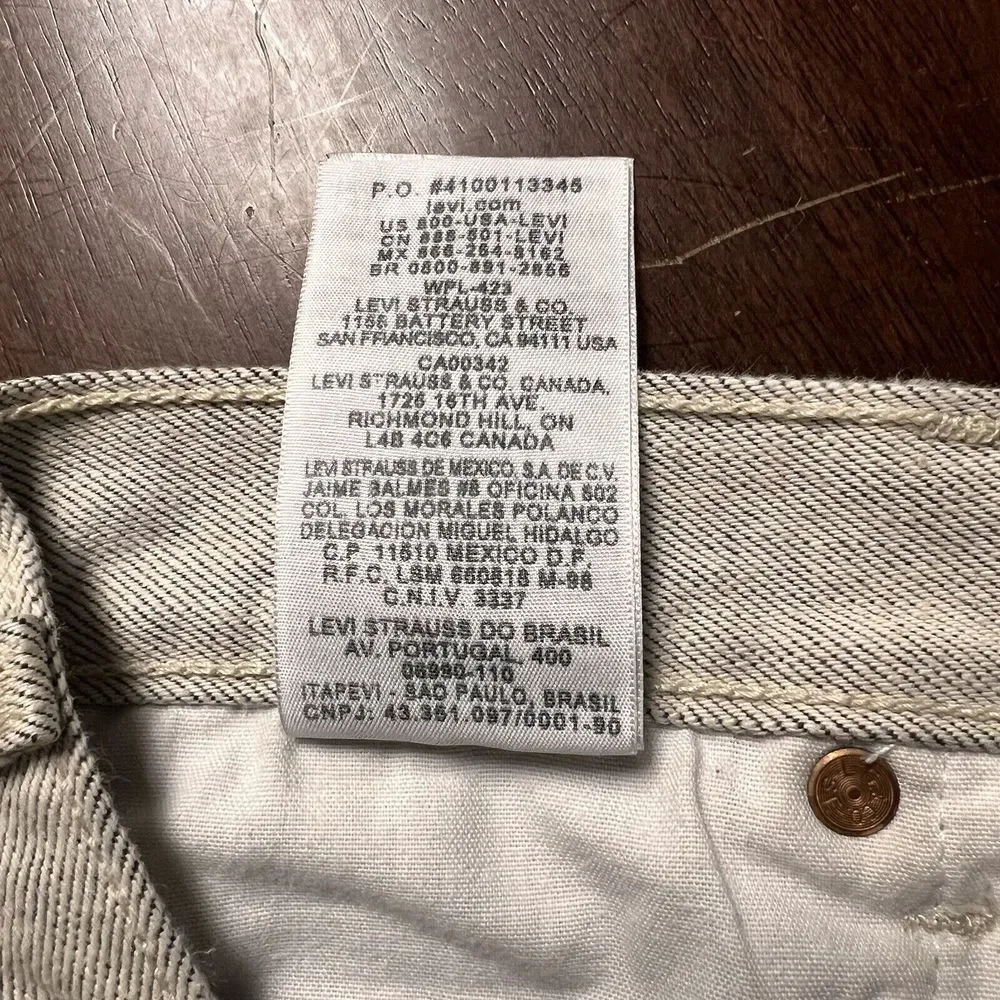 Levi's 501 Jeans Mens 36 (fits 34x31) Gray Button Fly Straight Fit Denim Pants‎